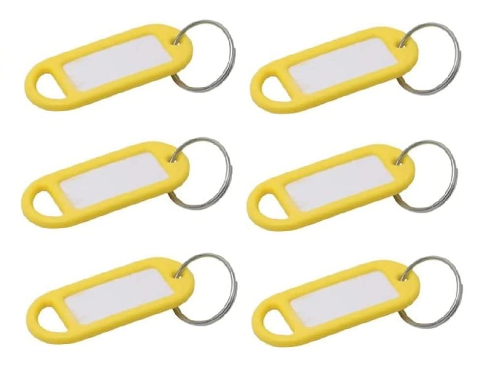 Merriway BH02564 (20 Pcs) Yellow Key Ring Luggage Tags with Labels - Pack of 20 Pieces