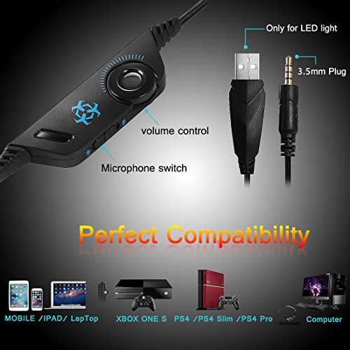 PS4-HeadsetXbox-One-HeadphonesGaming-Headset-with-LED-lightStereo-Gamer-Headphones35mm-wired-Over-ear-Noise-Isolating-Microphone-Volume-Control-for-MacHeadphones