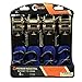 Powersports 4 Pack 15 ft Industrial Grade Ratcheting Tie Down Straps - 1500 Lb Break Strength - 500 Lbs Load Capactiy, Used for Motorcycles, Bikes,Trikes-ATV-UTV, Trailer, Truck, Construction