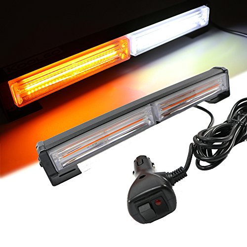 Pulusi 12V 36W Cob Led Strobe Emergency Beacon Hazard Warning Light High Intensity for Car Truck Firework Traffic Advisor Caution(Amber White)