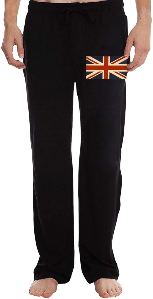 Liang Men's British Flag Athletic Sweatpants, Close Bottom Sport Pants