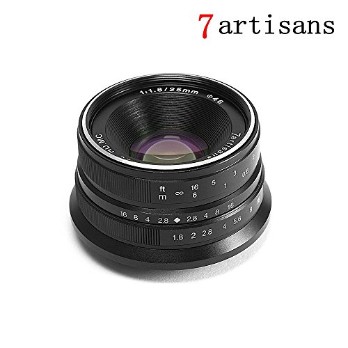 7artisans 25mm F1.8 APS-C Manual Fixed Lens for Micro Four Thirds MFT M4/3 Cameras Panasonic G1 G2 G3 G4 G5 G6 G7 GF1 GF2 GF3 GF5 GF6 GM1 Olympus EMP1 EPM2 E-PL1 E-PL2 E-PL3 E-PL5-Black