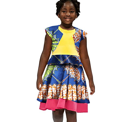 BabyGirl's Mini Dresses African Skirts Women Clothing Traditional Cotton Print Children Summer Dashikis For Kids wyt31