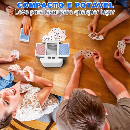 Hezaru Embaralhador Automático de Cartas, Adequado para Baralho Comum, UNO e Mesa Grande, Embaralha 1-2 Pacotes Simultaneamente, Embaralhamento em 10 Segundos, Bateria de Alta Vida Útil