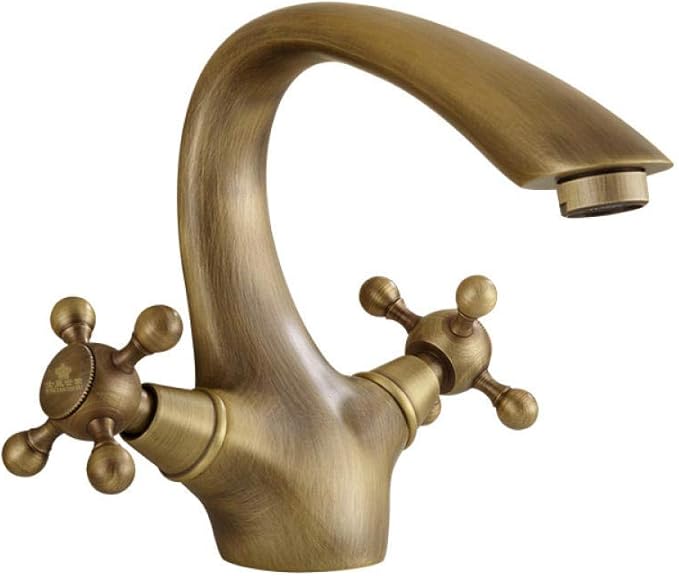 Llave De Agua Grifo para lavabo retro Oro antiguo Grifo mezclador de