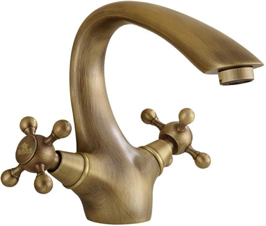 Llave De Agua Grifo para lavabo retro Oro antiguo Grifo mezclador de