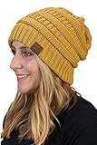 H-6020a-72 Solid Ribbed Beanie - Mustard, One Size