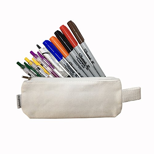 Augbunny Multi-purpose 100% Cotton 12oz Canvas Zipper Pen Pencil Stationery Case bag Cosmetic Makeup Pouch 6-pack