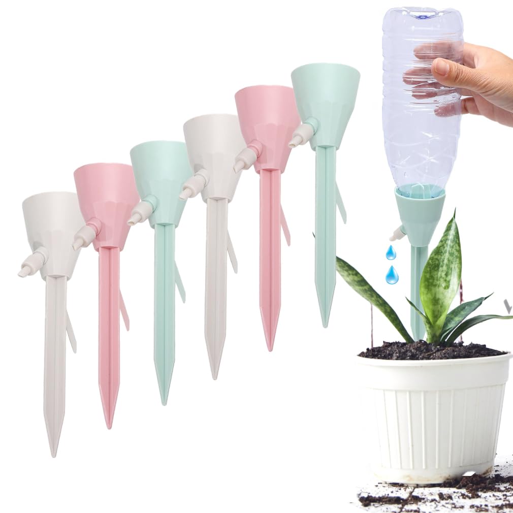 NIHESIM 12 PCS Automatic Plant Waterer with Slow Release,Self Watering Plant Spikes,Adjustable Indoor Plant Watering Devices,Plant Watering with Bracket,Self Watering System for Garden Plants