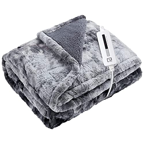 EHEYCIGA Electric Heated Blanket Throw, Faux Fur Sherpa Fast Heating