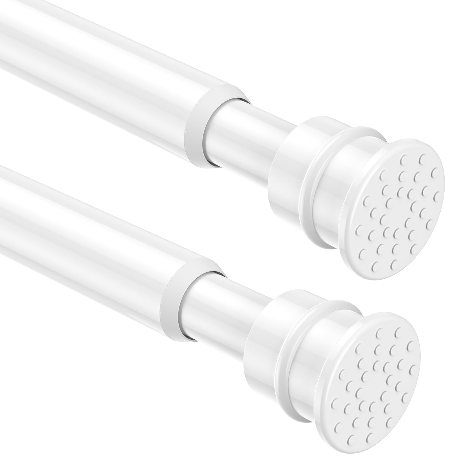 Photo 1 of Fvonzn Tension Curtain Rod 26 to 48 Inch Adjustable Tension Rods 2 Pack Expandable Spring Tension Rod White No Drilling for Closet Kitchen Cupboard Wardrobe Door Bookshelf DIY Projects