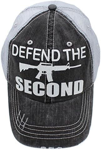Womens Gun Riffle Distressed Grey Trucker Style Hat