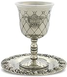 Kiddush Cup Diamond w Tray Nickel Plated For Passover