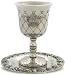Kiddush Cup Diamond w Tray Nickel Plated For Passover