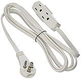 SlimLine 2241 Flat Plug Extension Cord, 3-Wire, White, 8-Foot