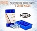 Silicone Ice Cube Trays - 8 JUMBO Cubes Molds - Pack of 2 Flexible and Bendable Easy Release, Food Grade BPA Free Material - Blue - by Bovado USA