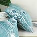 CaliTime Pack of 2 Throw Pillow Covers Cases for Couch Sofa Home Decoration Modern Peacock Feathers 18 X 18 Inches Teal