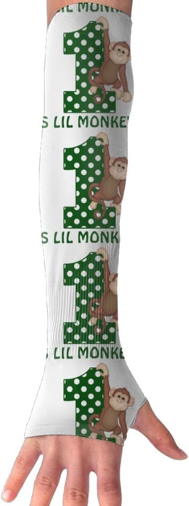 1st Birthday Boy Monkey Unisex Sun Protection Arm Sleeve For Outdoor Sports, Climb, Running, Fishing, Driving, Armguards Set