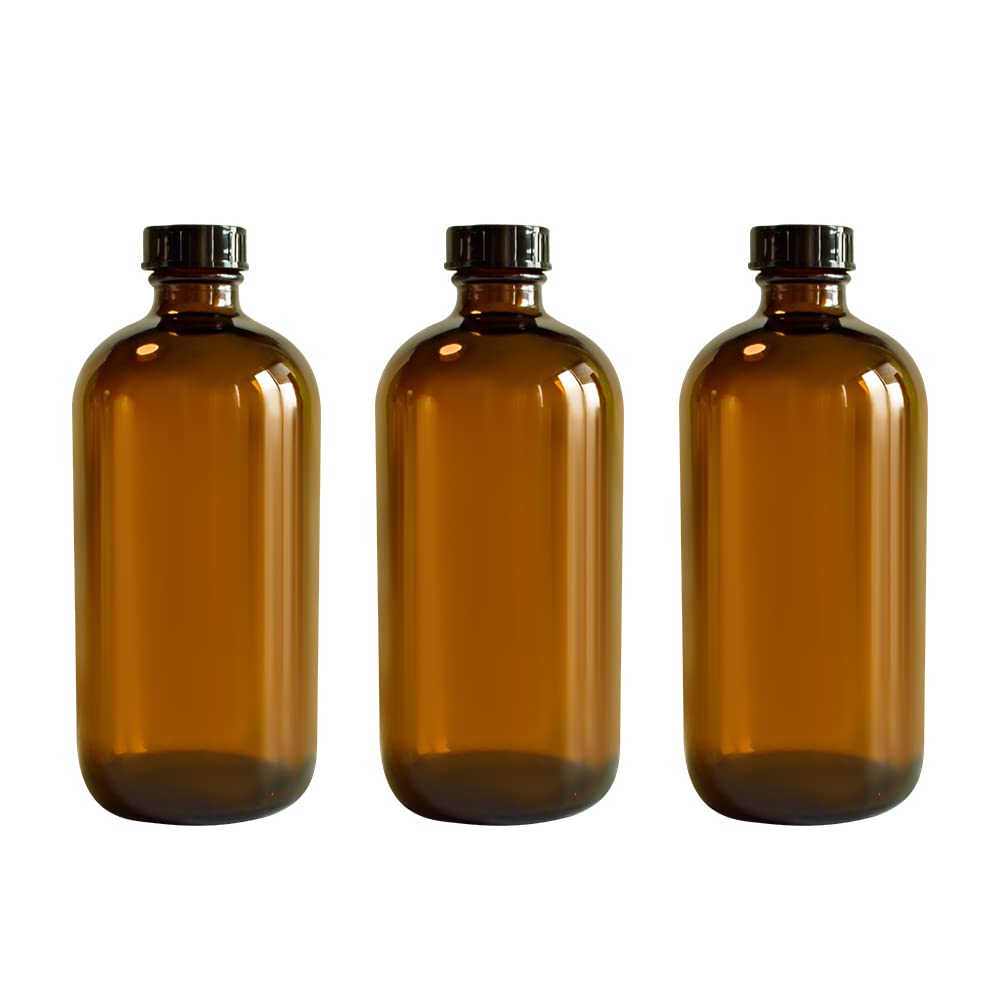 GPK4ALL 16oz 473ml Amber Boston Round Bottle with