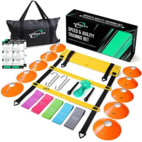 Agility Ladder Bundle Gain Speed with Agility Training Equipment. Adjustable 20ft/12 Rung