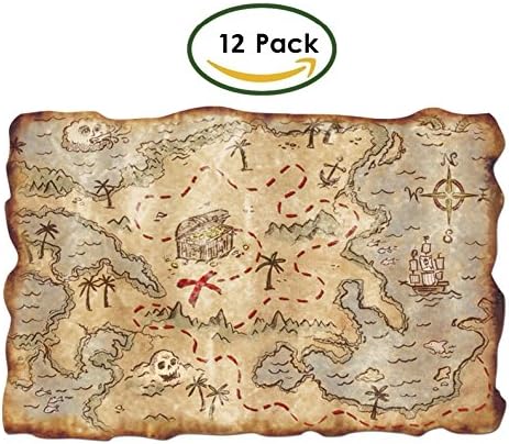 Plastic Pirate Treasure Map Party Accessory (Pack of 12)