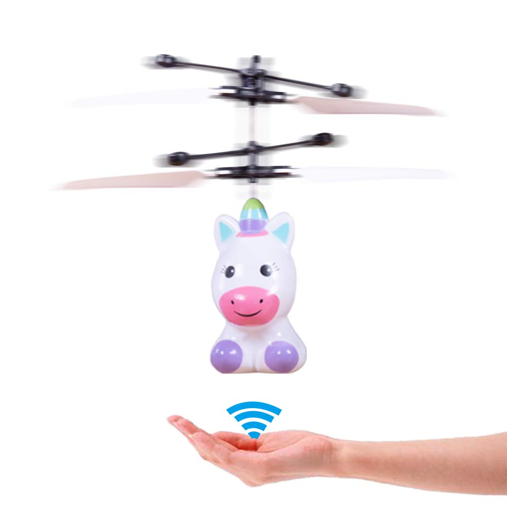 RC Helicopter Rechargeable Mini LED Light Up Infrared Induction Drone Flying Toys - Unicorn RC Toy Drone for Kids Boys Girls Indoor Games by PALA PERRA
