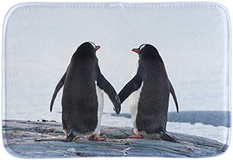 Cute Penguins In Love Doormat Wedding Home Decor Door Mats Soft Lightness Indoor Outdoor Mats Bathroom Rug Floor Mats For Couples Short Plush Fabric 16"x23.6" Inch