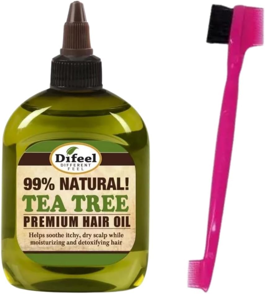 Premium Natural Hair Oil - Tea Tree Oil for Dry Scalp 7.1 Ounce/210ml + RED by KISS: 3 in 1 Edge Fixer