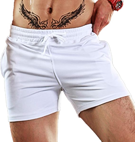 Amazon ショートパンツ ホットパンツ ラグパン ハーフパンツ サーフパンツ トランクス スウェットラガパン ラグビー ゲームパンツ パジャマ 短パン メンズ マッチョ ラグジュアリー 筋トレ スタイリッシュ ジム トレーニング Gtline Favolic ファボリック M White