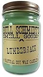 Bull Schmidt's Lumberjack Strongly Scented Hand Poured Vegan Candle, 12 Ounce Canning Jar, Rustic Lid