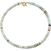 chorfla Beaded Gemstone Necklaces for Women, Bohemian Colored Choker Natural Stone Bead Decoration Summer Beach Handmade Jewelry Necklace
