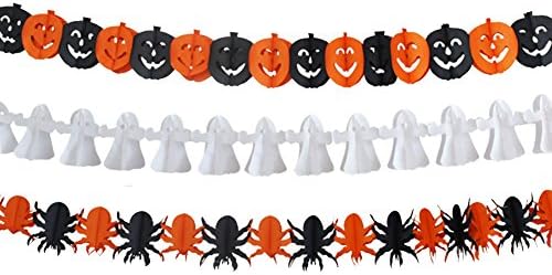 Halloween Tissue Paper Ghost Pumpkin Bat Banner Party Decorations, 3 ct