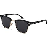 Pro Acme Classic Semi-Rimless Polarized Sunglasses for Women Men | Retro Browline Driving Shades with Metal Rivets and UV400 Protection, Lightweight Eyewear for Travel and Everyday Wear