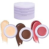 Subtl 3-in-1 Makeup Stack – Cream Bronzer, Powder Highlighter & Lip Glaze for On-the-Go Touch Ups – Lightweight, Travel-Friendly, Blendable Balm (Dark/Truffle)