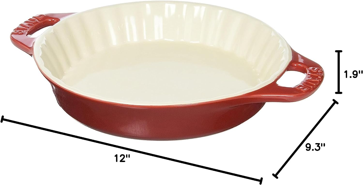 STAUB Ceramic Bakeware-Pie-Pans Dish, 9-inch, Cherry