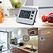 Hiyoo Digital Desk Clock Refrigerator Hood Kitchen Timer 12/24 Hour Alarm Date Week Indoor Thermometer LCD Backlight Clock Battery Operated Table Room Office Senior