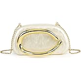 Women Acrylic Clutch Purse Metal Handle Evening Bag Trendy Box Shoulder Crossbody Bag Handbag for Wedding Party Causal