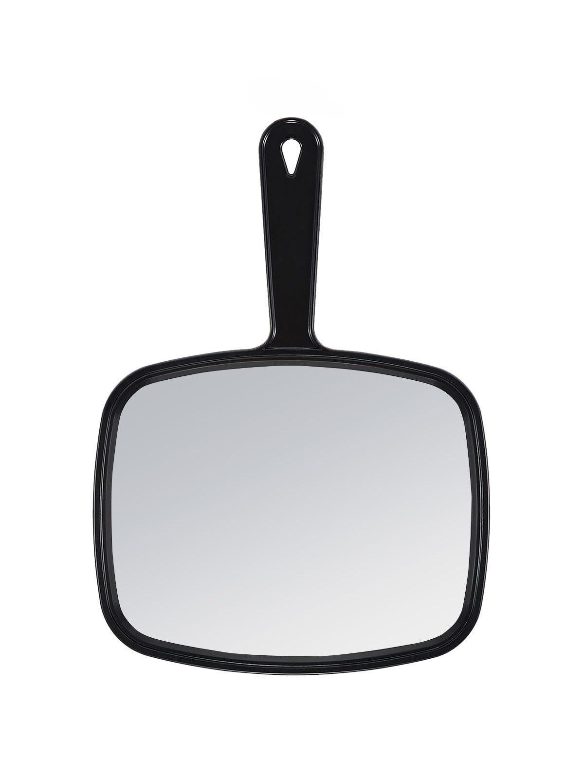 OWBIA Hand Mirror, 26.2 × 18.8 cm Large Handheld Mirror with Handle, Portable Makeup Mirror, Black