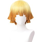 LABEAUTÉ Zenitsu Anime Short Cosplay Wig Halloween Wig Character Cosplay Clothes for Demon Slayer: Kimetsu no Yaiba (Yellow Zenitsu)