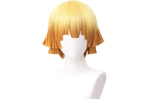 LABEAUTÉ Zenitsu Anime Short Cosplay Wig Halloween Wig Character Cosplay Clothes for Demon Slayer: Kimetsu no Yaiba (Yellow Zenitsu)