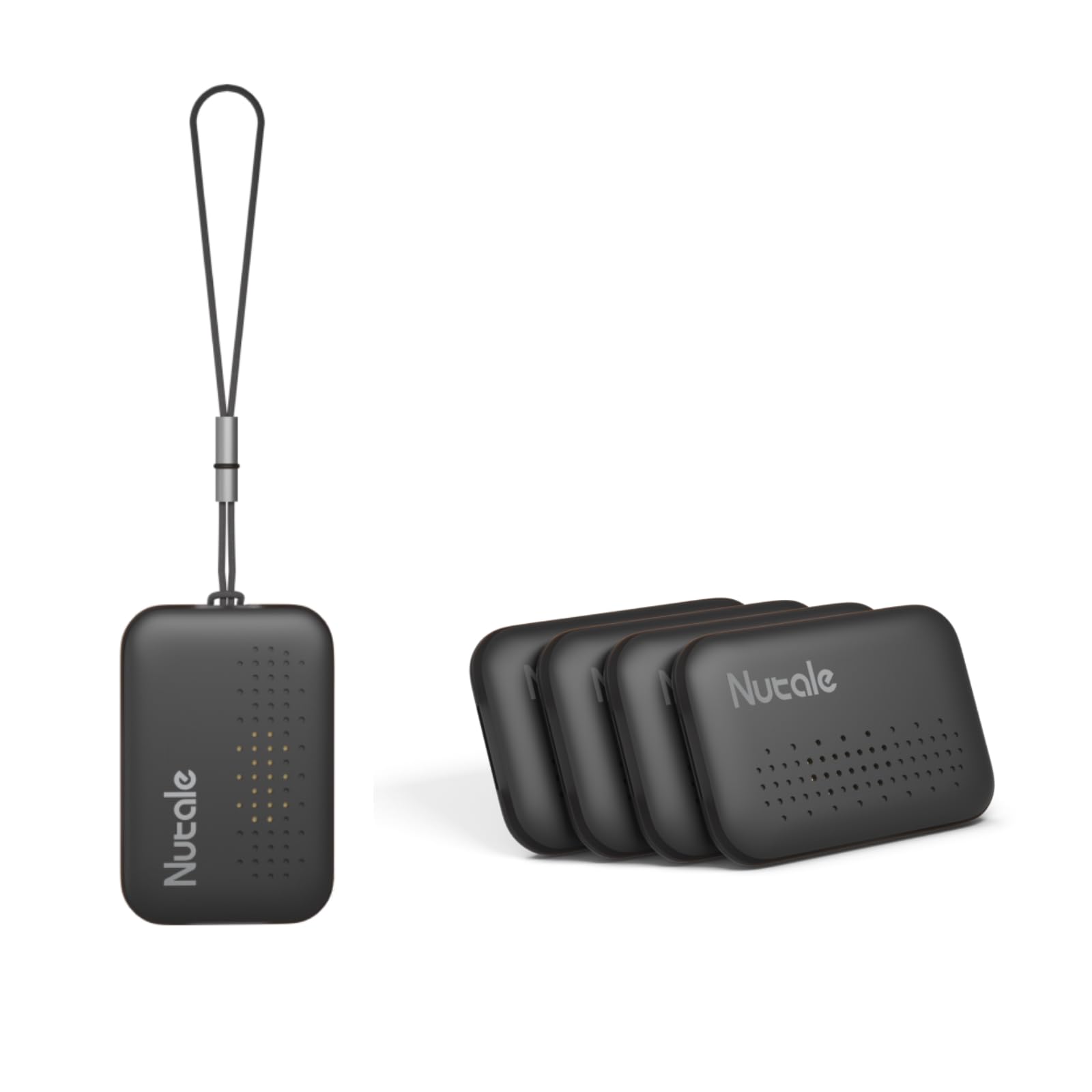 Nutale Mini Key Finder Coffee 4PCS - Bluetooth Smart Key Tracker Tag Locator with Lanyard for Find Keys Device or Car Key