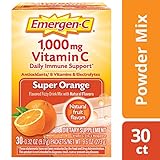 Emergen-C Dietary Supplement Drink Mix with 1000 mg Vitamin C, 0.32 Ounce Packets, Caffeine Free (Super Orange Flavor, 30 Count)