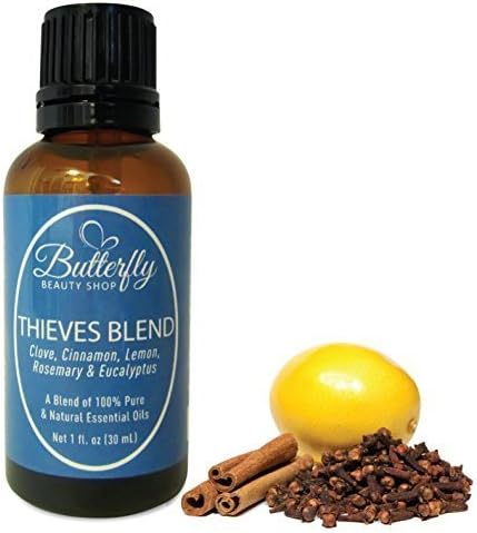 Five Thieves Blend (30mL). A Beautiful Combination of 5 Essential Oils: Clove, Cinnamon, Lemon, Rosemary &amp; Eucalyptus. 100% Pure, Natural &amp; Undiluted. by Butterfly Beauty Shop