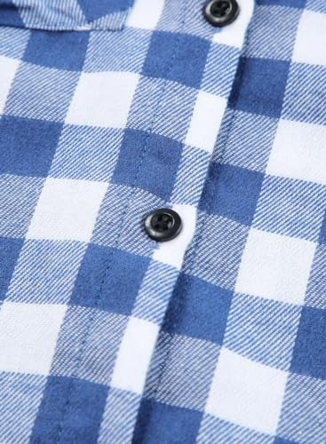 BLIBEAN TEEN GIRL’S FALL LONG SLEEVE PLAID SHIRTS BUTTON DOWN BLOUSES BIG KIDS WESTERN COWGIRL TOPS AGE 6T-7T (SIZE 6 7 YEAR) BLUE
