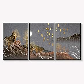 Framed Canvas Wall Art for Living Room, Bedroom Abstract Landscape Dream Place Canvas Prints for Home Decoration Ready to Hanging - 16"x24"x3 Panels