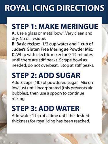 Judee's Meringue Powder Mix (11.4 Oz): No Preservatives: ideal for Cookies, Pies, and Frosting: Made in the USA in a Dedicated Gluten and Nut Free Facility: Complete Mix Just Add Water