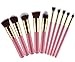 Ammiy 10PCS Professional Premium Kabuki Makeup Brush Set Pink Golden Kit With Case