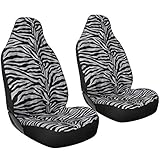 Oxgord 2pc Integrated Zebra Bucket Seat Covers, Universal Fit for Car/Truck/Van/SUV, Gray