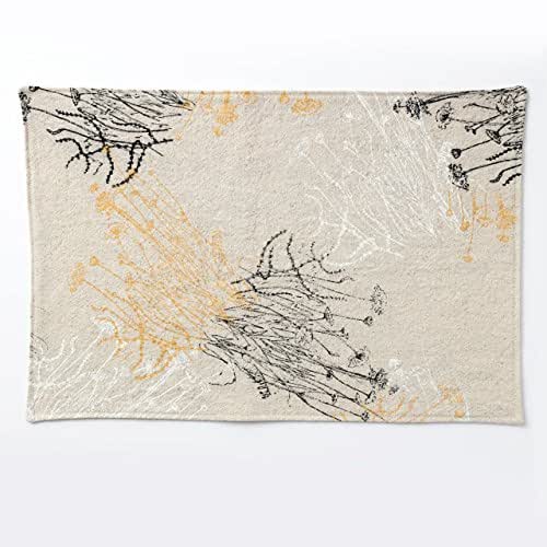 Black and Gold Placemat Hand Printed Machine Washable Table Placemat Black and