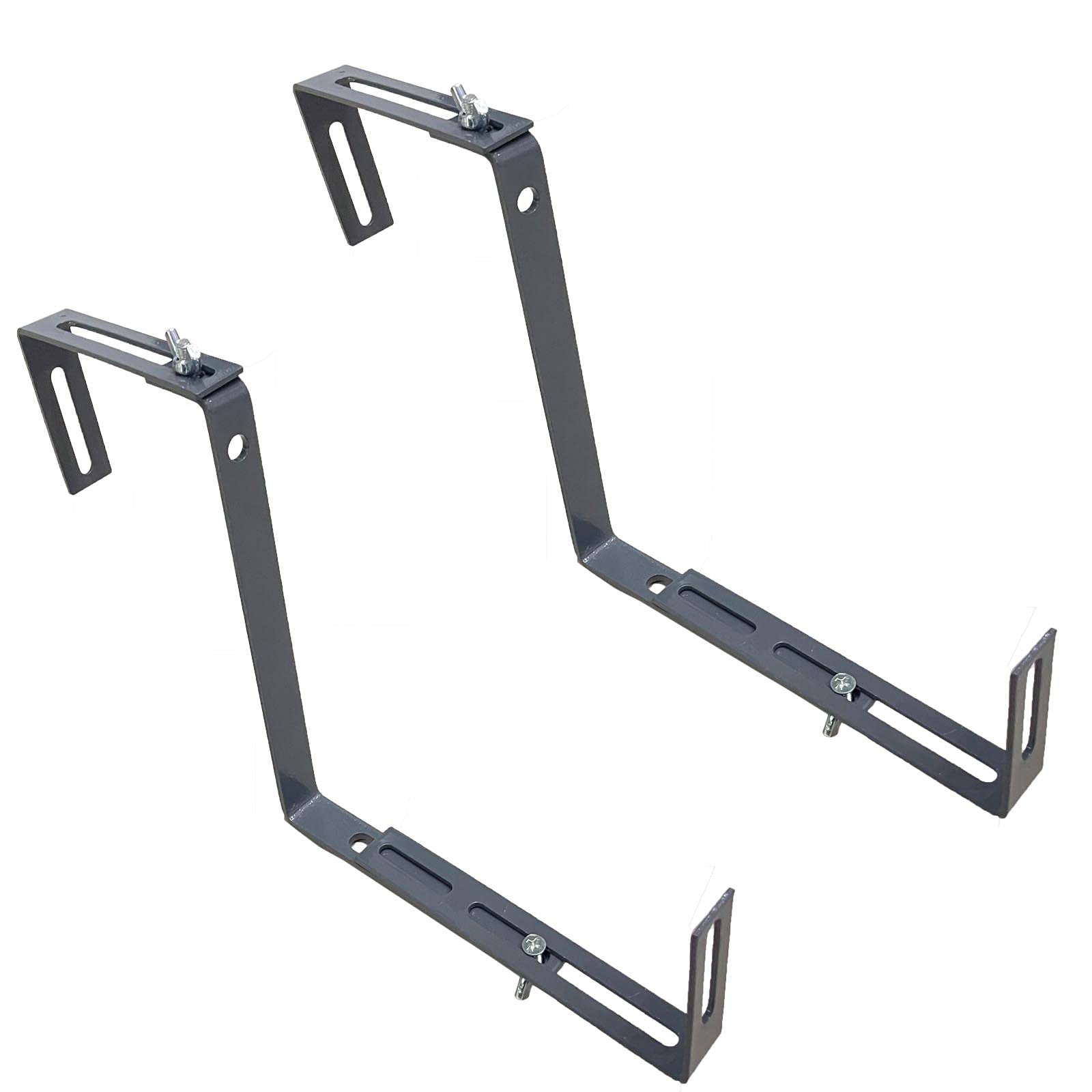 Artillen 2pcs Plant Hanger Wall Hooks Flower Window Box Planter Brackets Flower Box Holder for Mounting Railing Balcony Flower Pot Holding Bracket, Adjustable Flower Plant Pot Holder (Grey)